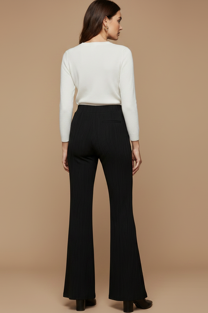 Pantalon Patte D'Éléphant Noir Texturé Fluide Confortable - Maille - vue 2