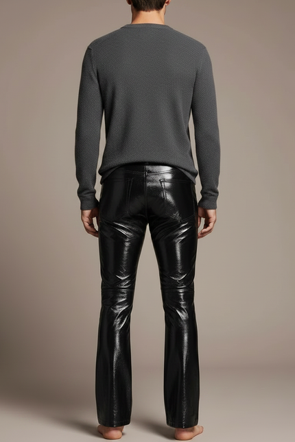 Pantalon Patte D'éléphant Cuir - Noir - vue 2