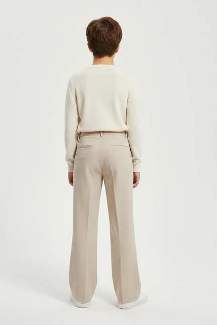 Pantalon Patte D'Éléphant Beige Uni Ample Décontracté Enfant - Gabardine - vue 2