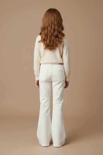 Pantalon Patte D'Éléphant Blanc Évasé Enfant Confortable - Jean - vue 2
