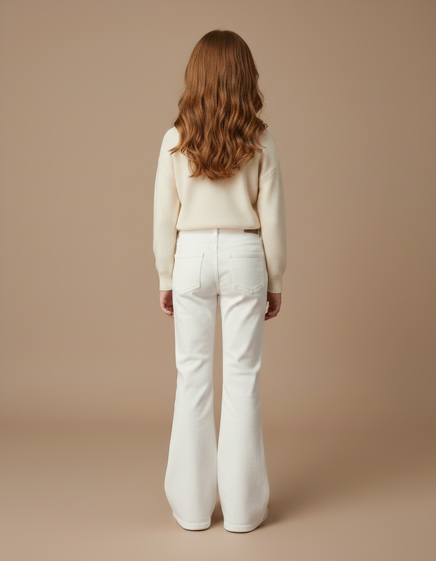 Pantalon Patte D'Éléphant Blanc Évasé Enfant Confortable - Jean - vue 2