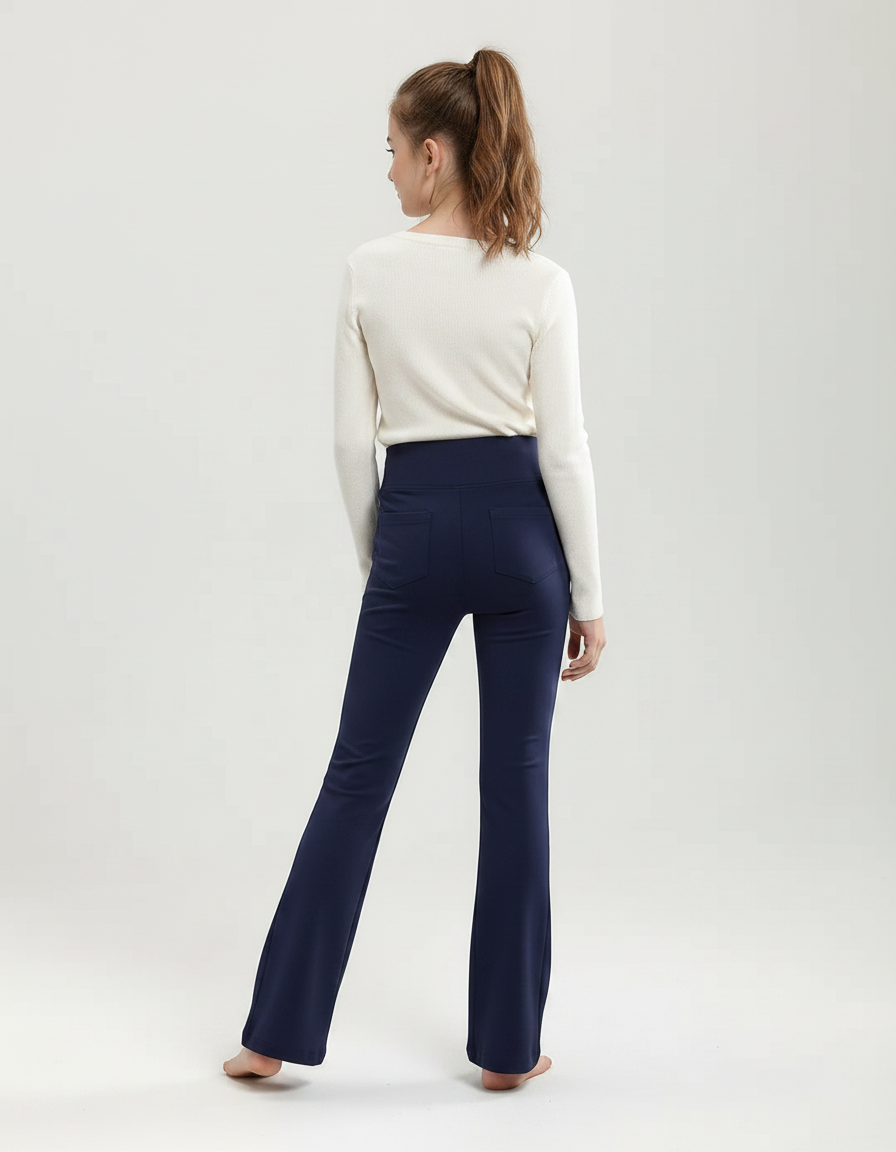 Pantalon Patte D'Éléphant Bleu Marine Évasé Confortable Fille - Polyester - vue 2