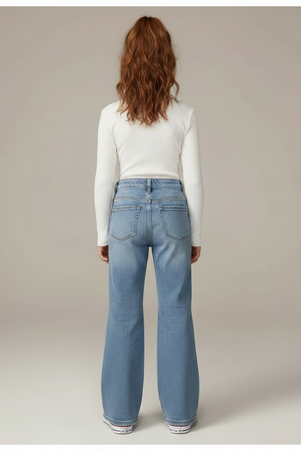 Pantalon Patte D'Éléphant Denim Bleu Clair Ample Décontracté - Jean - vue 2
