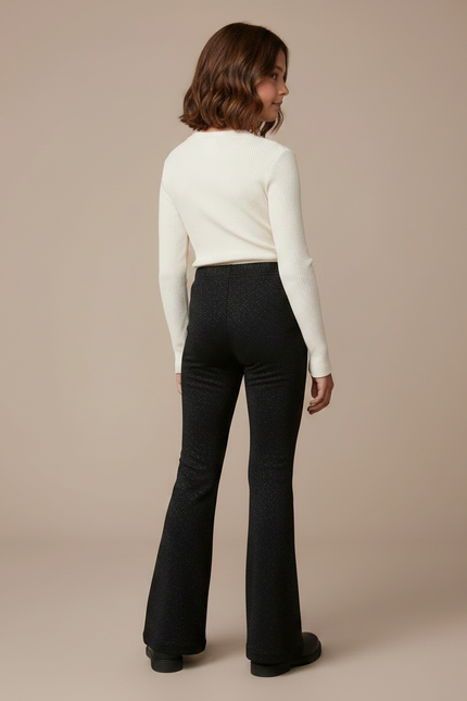 Pantalon Patte D'Éléphant Noir Pailleté Enfant Évasé Velours - vue 2