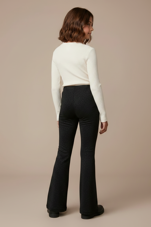 Pantalon Patte D'Éléphant Noir Pailleté Enfant Évasé Velours - vue 2