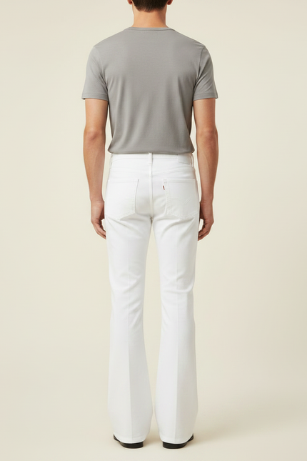 Pantalon Patte D'Éléphant Blanc Vintage Évasé Homme Décontracté - Jean - vue 2