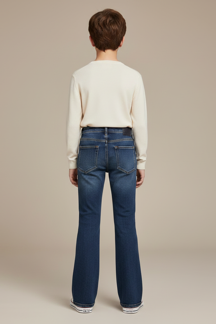 Pantalon Patte D'Éléphant Denim Bleu Enfant Coupe Évasée - Jean - vue 2