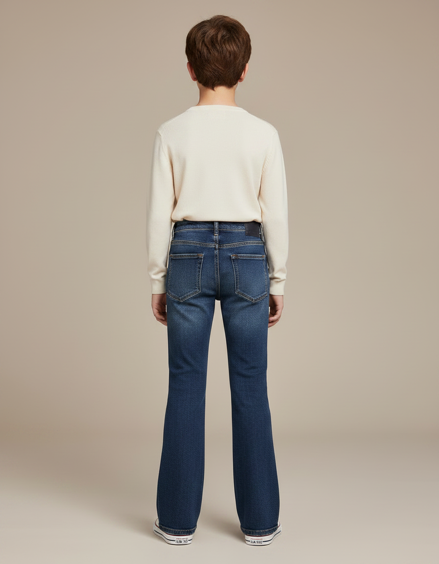 Pantalon Patte D'Éléphant Denim Bleu Enfant Coupe Évasée - Jean - vue 2