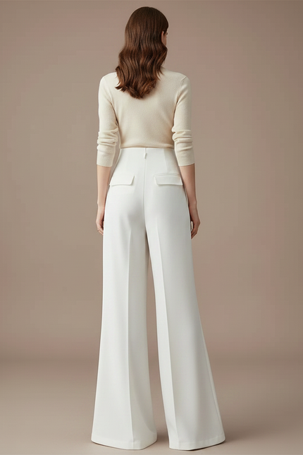 Pantalon Patte D'éléphant Blanc Femme - Polyester - vue 2