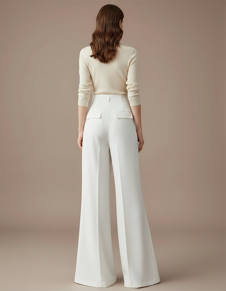 Pantalon Patte D'éléphant Blanc Femme - Polyester - vue 2