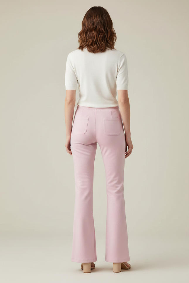 Pantalon Patte D'Éléphant Rose Fluide Décontracté Cordon Femme - Molleton - vue 2