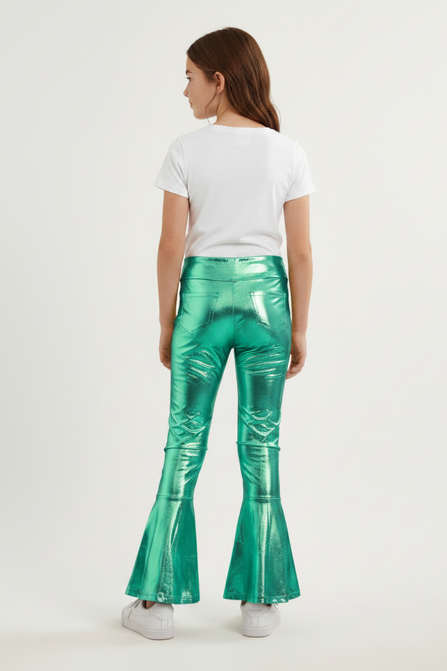 Pantalon Patte D'Éléphant Vert Métallisé Évasé Fille - Polyester - vue 2