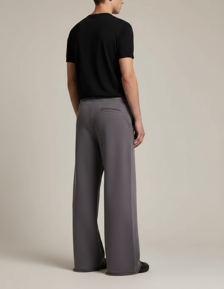 Pantalon Patte D'Éléphant Gris Ample Coton Décontracté - Molleton - vue 2