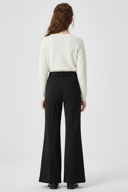 Pantalon Patte D'Éléphant Noir Ample Taille Haute Élégant - Polyester - vue 2