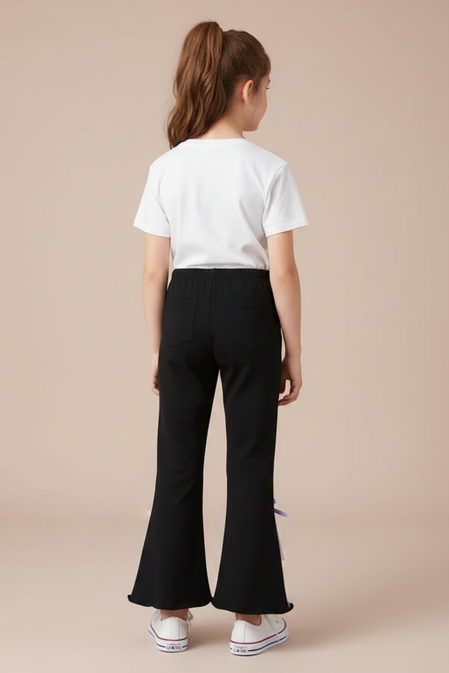 Pantalon Patte D'Éléphant Noir Imprimé Kuromi Tulle Fille - Molleton - vue 2