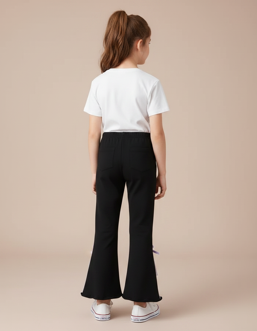 Pantalon Patte D'Éléphant Noir Imprimé Kuromi Tulle Fille - Molleton - vue 2
