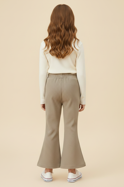 Pantalon Patte D'Éléphant Kaki Côtelé Confortable Évasé Enfant - Maille - vue 2