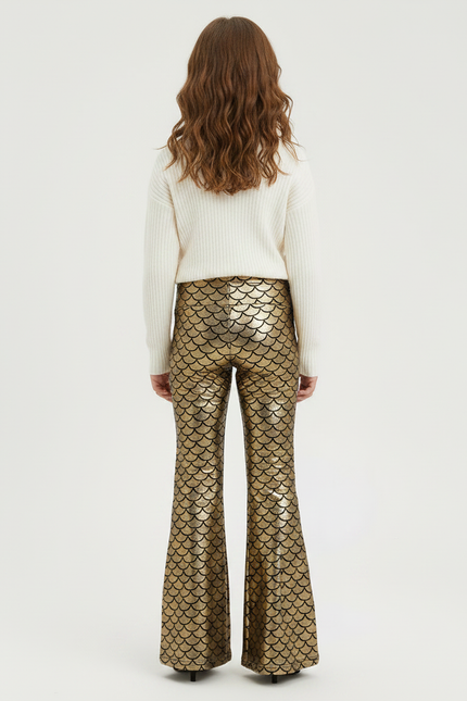 Pantalon Patte D'Éléphant Doré Écailles Brillant Évasé Fille - Polyester - vue 2