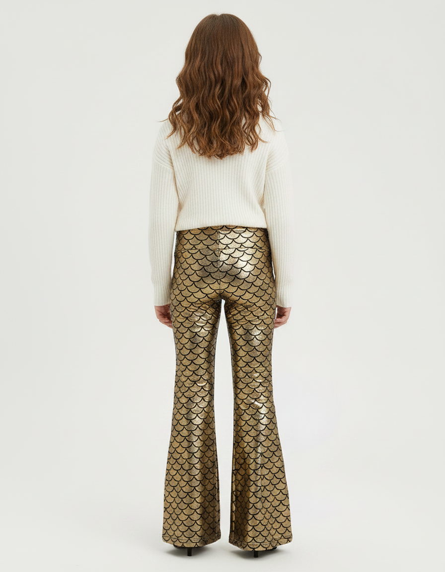 Pantalon Patte D'Éléphant Doré Écailles Brillant Évasé Fille - Polyester - vue 2