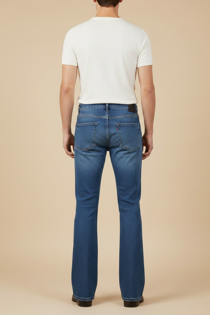 Pantalon Patte D'Éléphant Homme Bleu Jean Évasé Décontracté - vue 2