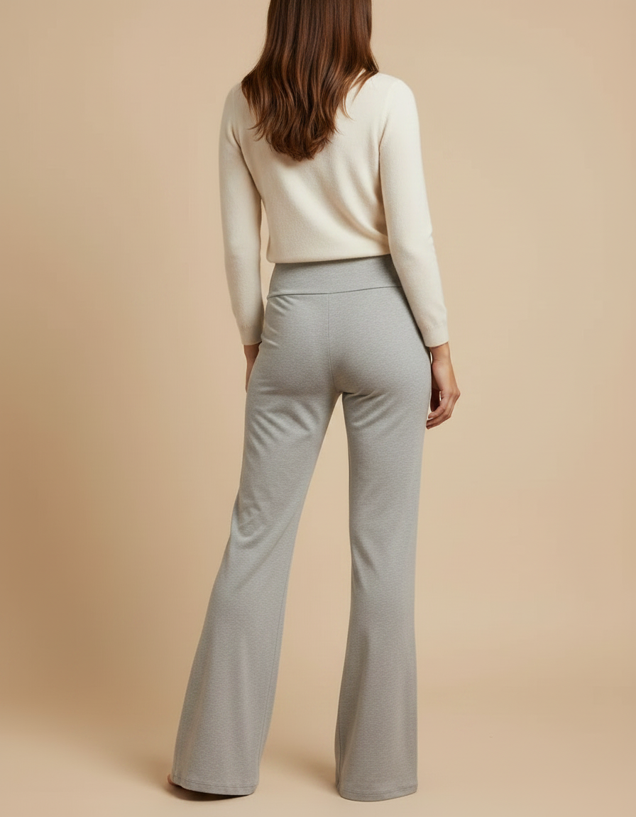 Pantalon Patte D'Éléphant Gris Chiné Évasé Confortable Yoga - Molleton - vue 2