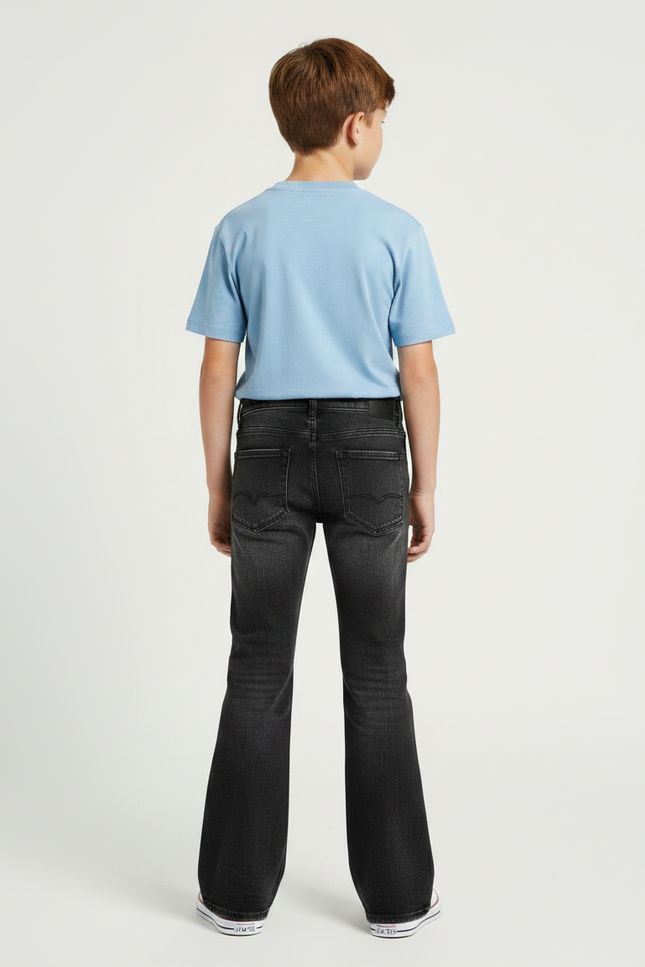 Pantalon Patte D'Éléphant Noir Délavé Ample Enfant Baggy - Jean - vue 2