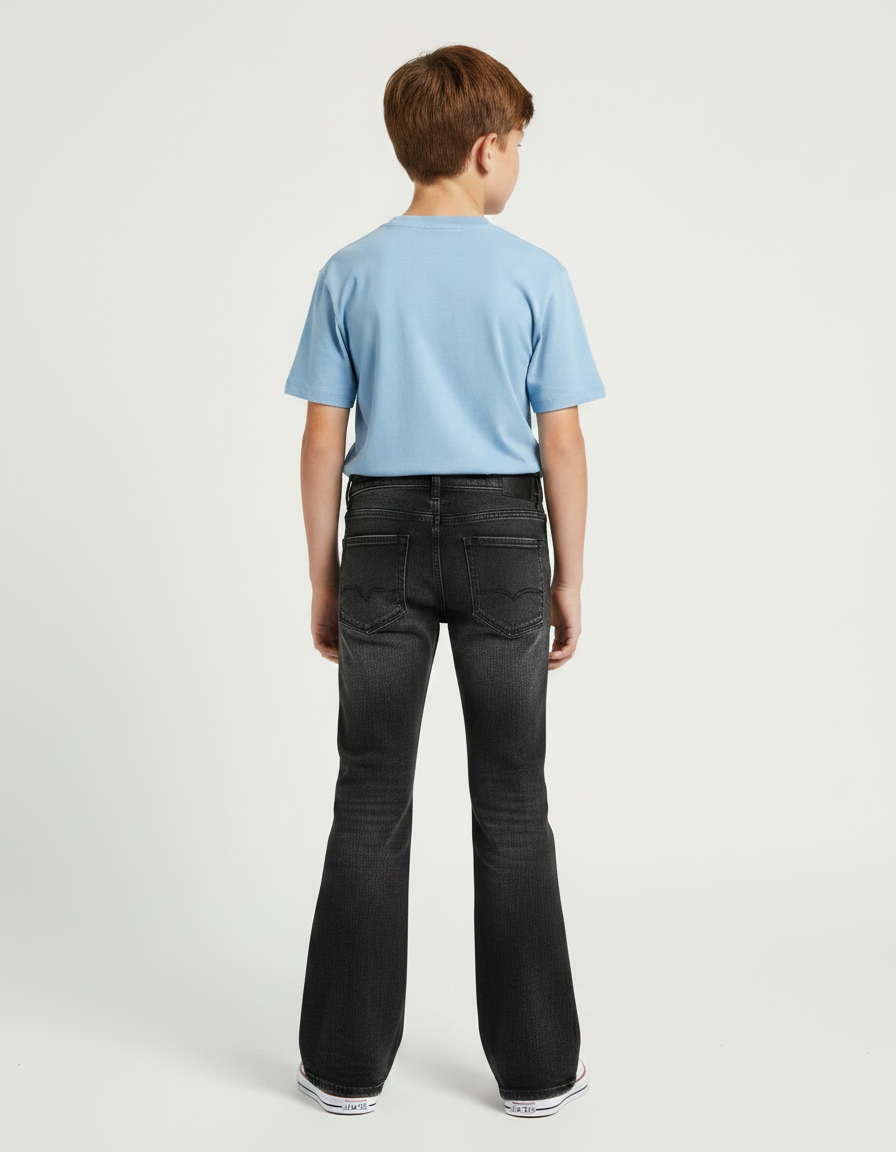 Pantalon Patte D'Éléphant Noir Délavé Ample Enfant Baggy - Jean - vue 2
