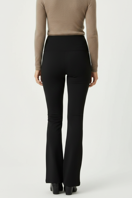 Pantalon Patte D'Éléphant Noir Taille Haute Évasé Élégant Femme - Polyester - vue 2