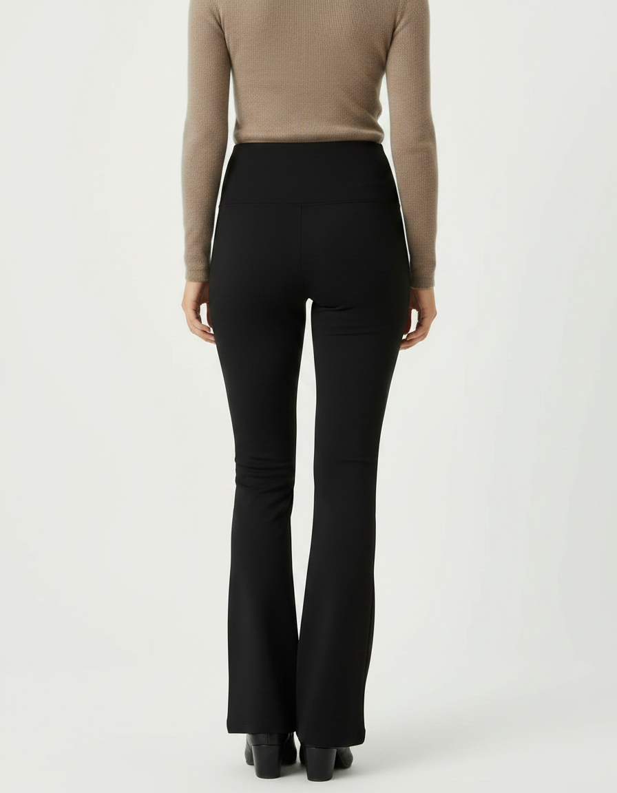 Pantalon Patte D'Éléphant Noir Taille Haute Évasé Élégant Femme - Polyester - vue 2