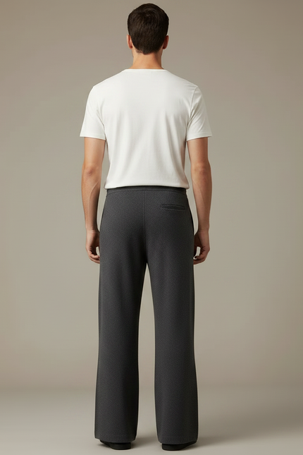 Pantalon Patte D'Éléphant Gris Tricoté Large Décontracté Homme - Maille - vue 2