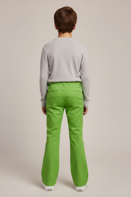 Pantalon Patte D'Éléphant Vert Vif Coupe Évasée Enfant - Gabardine - vue 2