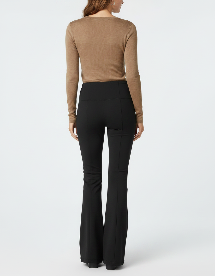 Pantalon Patte D'Éléphant Noir Taille Haute Évasé Chic - Polyester - vue 2