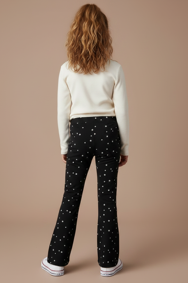 Pantalon Patte D'Éléphant Noir Étoiles Imprimé Confortable Fille - Maille - vue 2