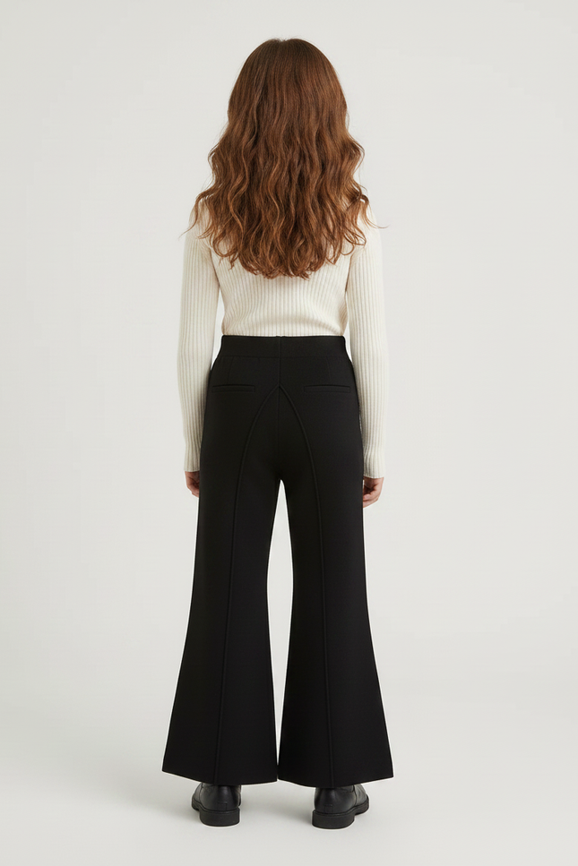 Pantalon Patte D'Éléphant Noir Évasé Confortable Enfant - Maille - vue 2