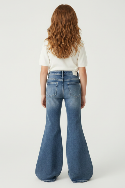 Pantalon Patte D'Éléphant Jean Bleu Délavé Évasé Ample - vue 2