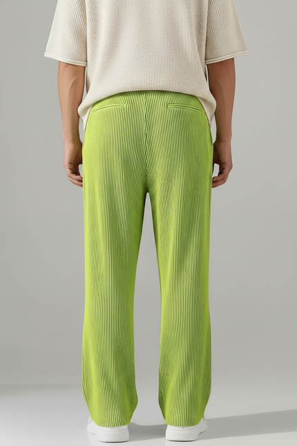 Pantalon Patte D'Éléphant Vert Plissé Ample Décontracté Fluide - Polyester - vue 2