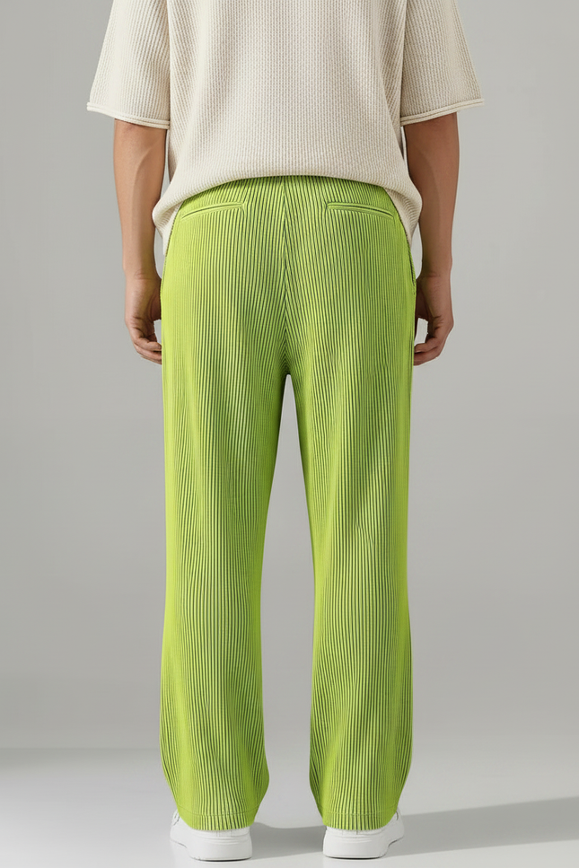 Pantalon Patte D'Éléphant Vert Plissé Ample Décontracté Fluide - Polyester - vue 2