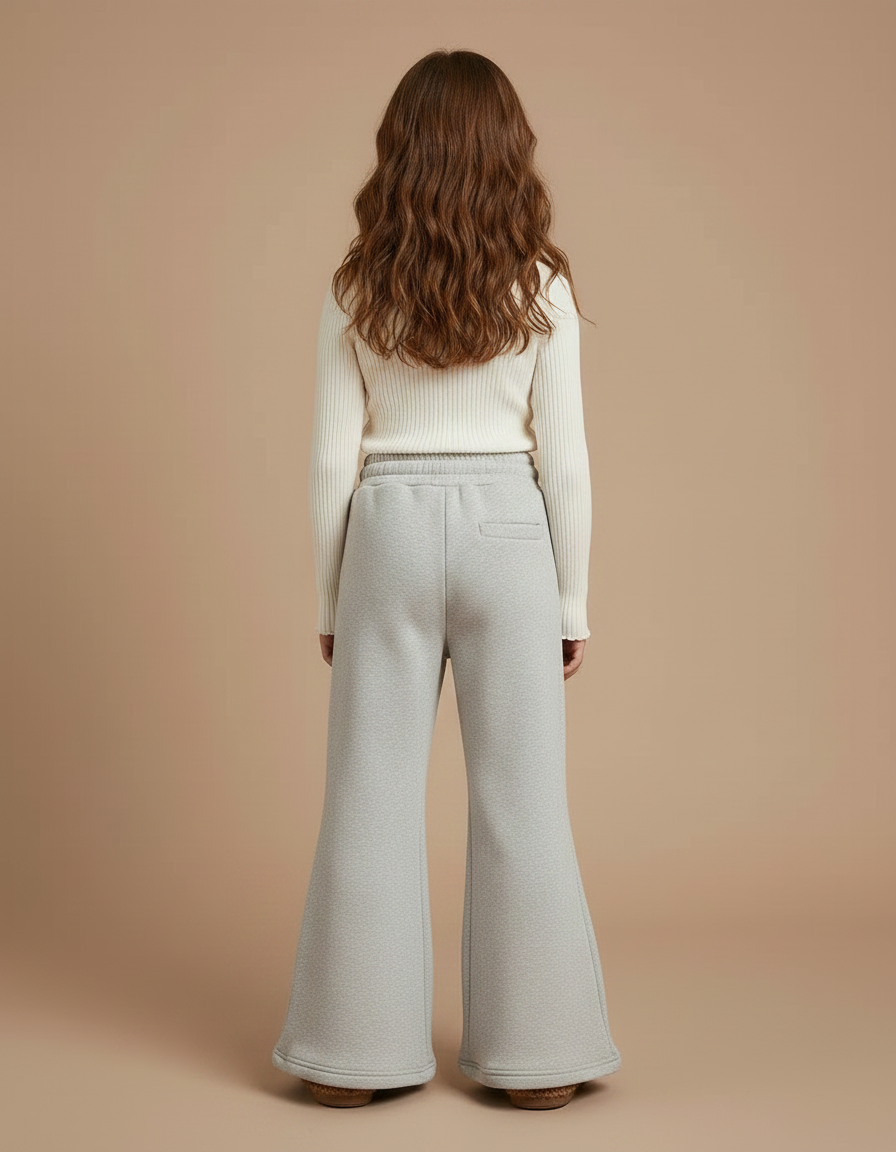 Pantalon Patte D'Éléphant Gris Molletonné Ample Confortable Enfant - vue 2