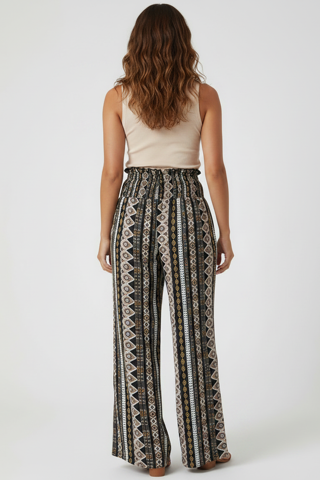 Pantalon Patte D'Éléphant Imprimé Ethnique Fluide Ample Bohème - Viscose - vue 2