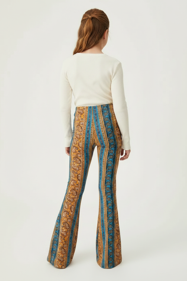 Pantalon Patte D'Éléphant Imprimé Ethnique Bohème Évasé Confortable - Maille - vue 2