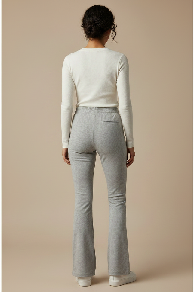 Pantalon Patte D'Éléphant Gris Chiné Confortable Évasé Femme - Molleton - vue 2