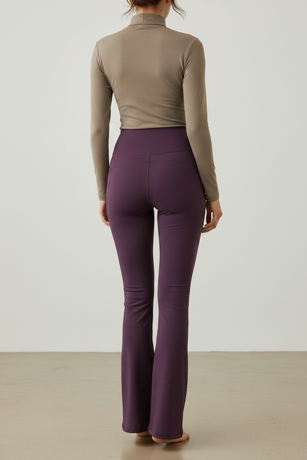 Pantalon Patte D'Éléphant Violet Taille Haute Évasé Stretch Confortable - Polyester - vue 2