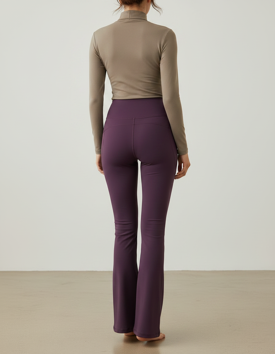 Pantalon Patte D'Éléphant Violet Taille Haute Évasé Stretch Confortable - Polyester - vue 2