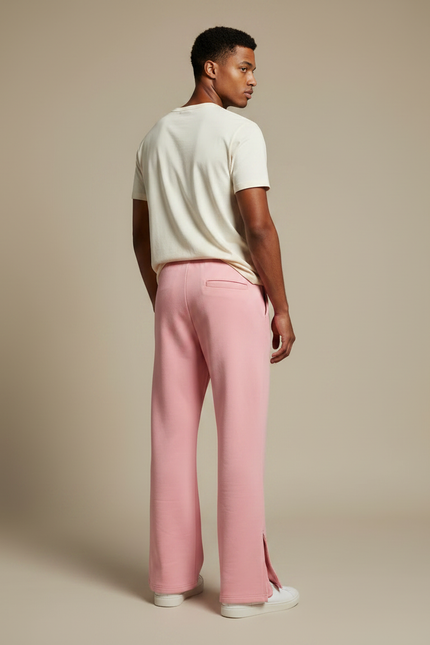 Pantalon Patte D'Éléphant Rose Ample Évasé Zippé Brodé - Molleton - vue 2