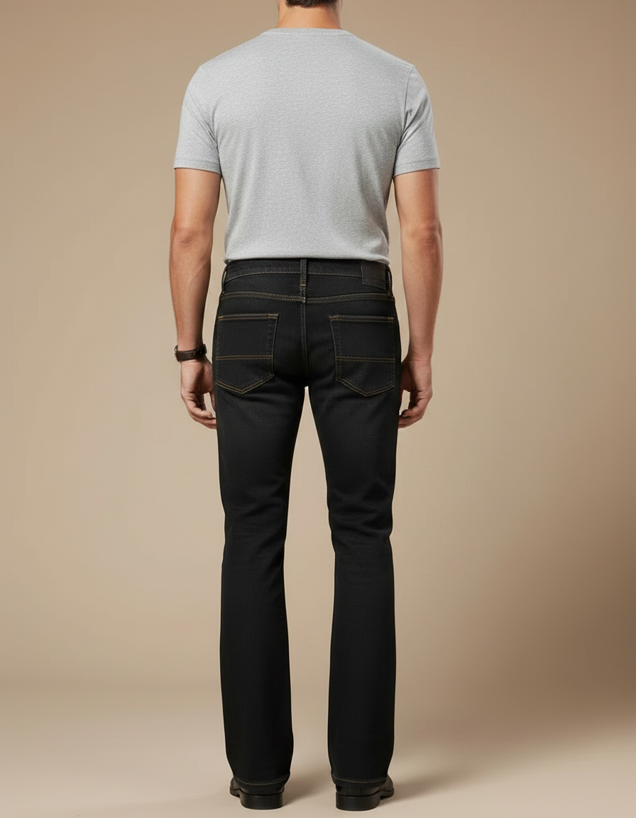 Pantalon Patte D'Éléphant Homme, Jean Noir Classique Décontracté - vue 2