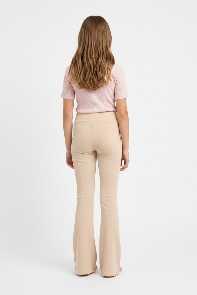 Pantalon Patte D'Éléphant Beige Côtelé Confortable Fille - Maille - vue 2