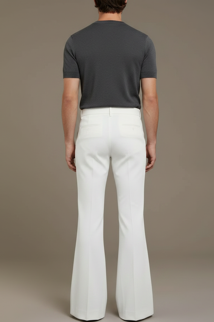 Pantalon Patte D'Éléphant Blanc Classique Homme Décontracté - Gabardine - vue 2