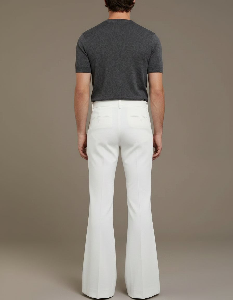 Pantalon Patte D'Éléphant Blanc Classique Homme Décontracté - Gabardine - vue 2