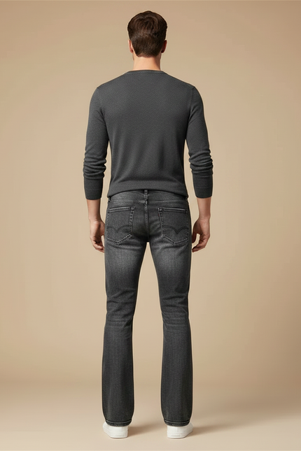 Pantalon Patte D'Éléphant Jean Délavé Gris Homme Classique - vue 2