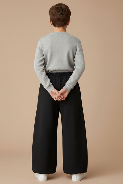Pantalon Patte D'Éléphant Noir Ample Molleton Enfant Confortable - vue 2